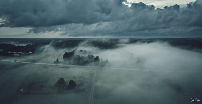 Misty countryside